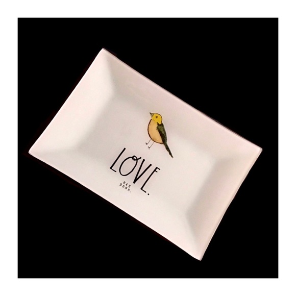 Rae Dunn LOVE Glass Accent Tray with Bird Graphic - Picture 7 of 12